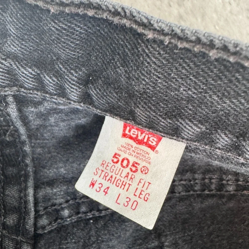 Vintage Levis 505 Jeans‎ 34x30 (33x30) Black Straight Leg USA Denim Distressed